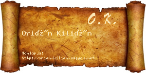 Orián Kilián névjegykártya